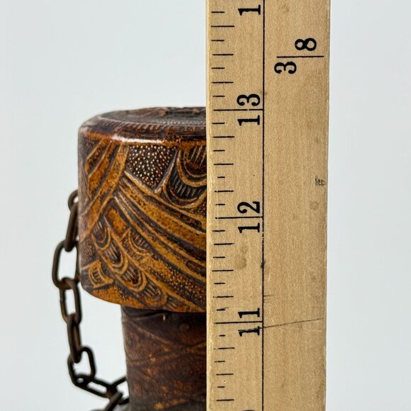 Vintage Tooled Leather Liquor Empty Whiskey Bottle Holder Chain Cork Stopper - Picture 9 of 10